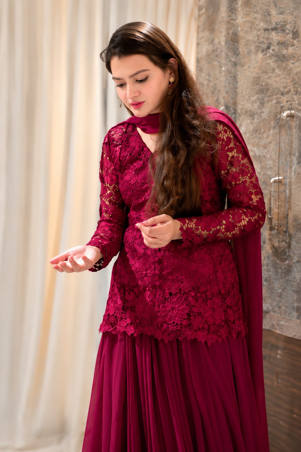 Mahroon Kurti Dress